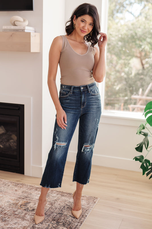Whitney High Rise Distressed Wide Leg Crop Jeans ~ Online Exclusive