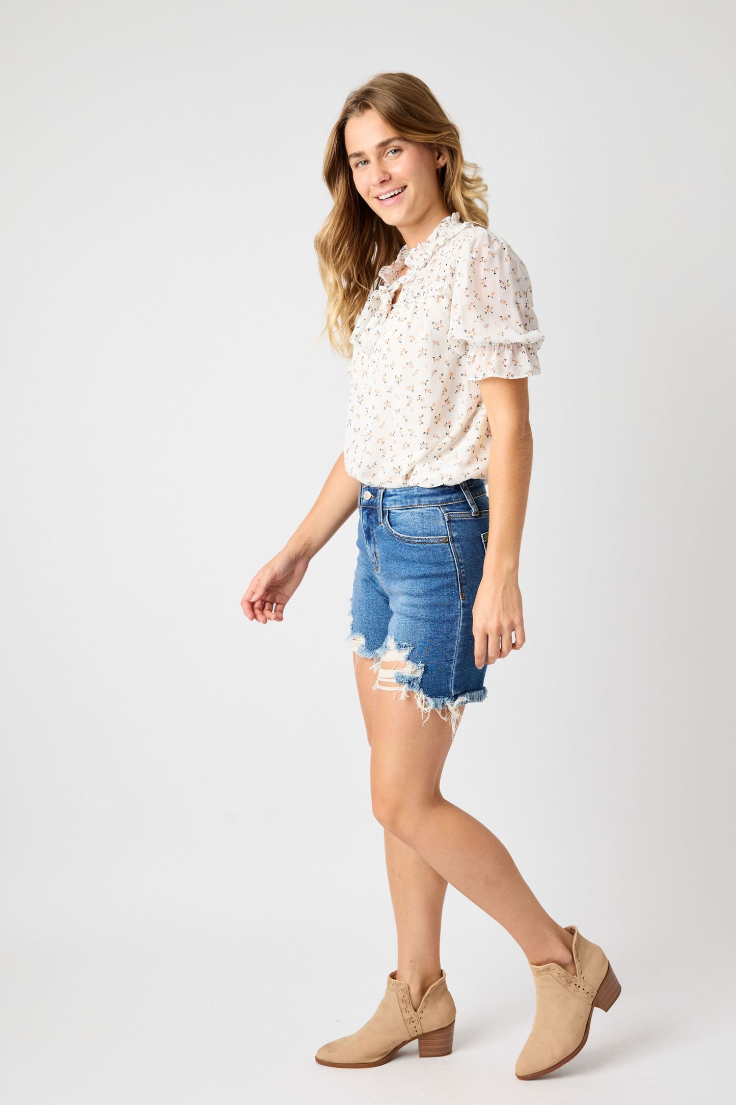 Kelsey Mid Rise Distressed Cutoff Shorts C&M ~ Online Exclusive