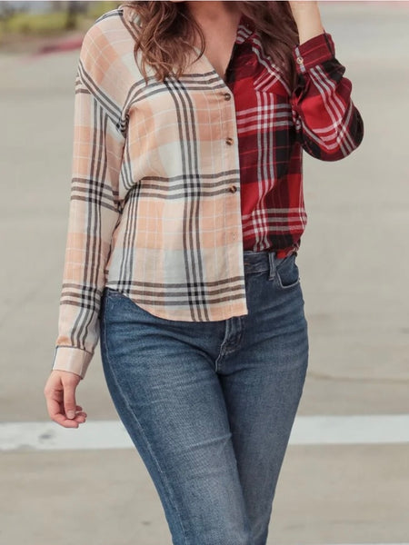 Shades Of Fall Plaid Button Up