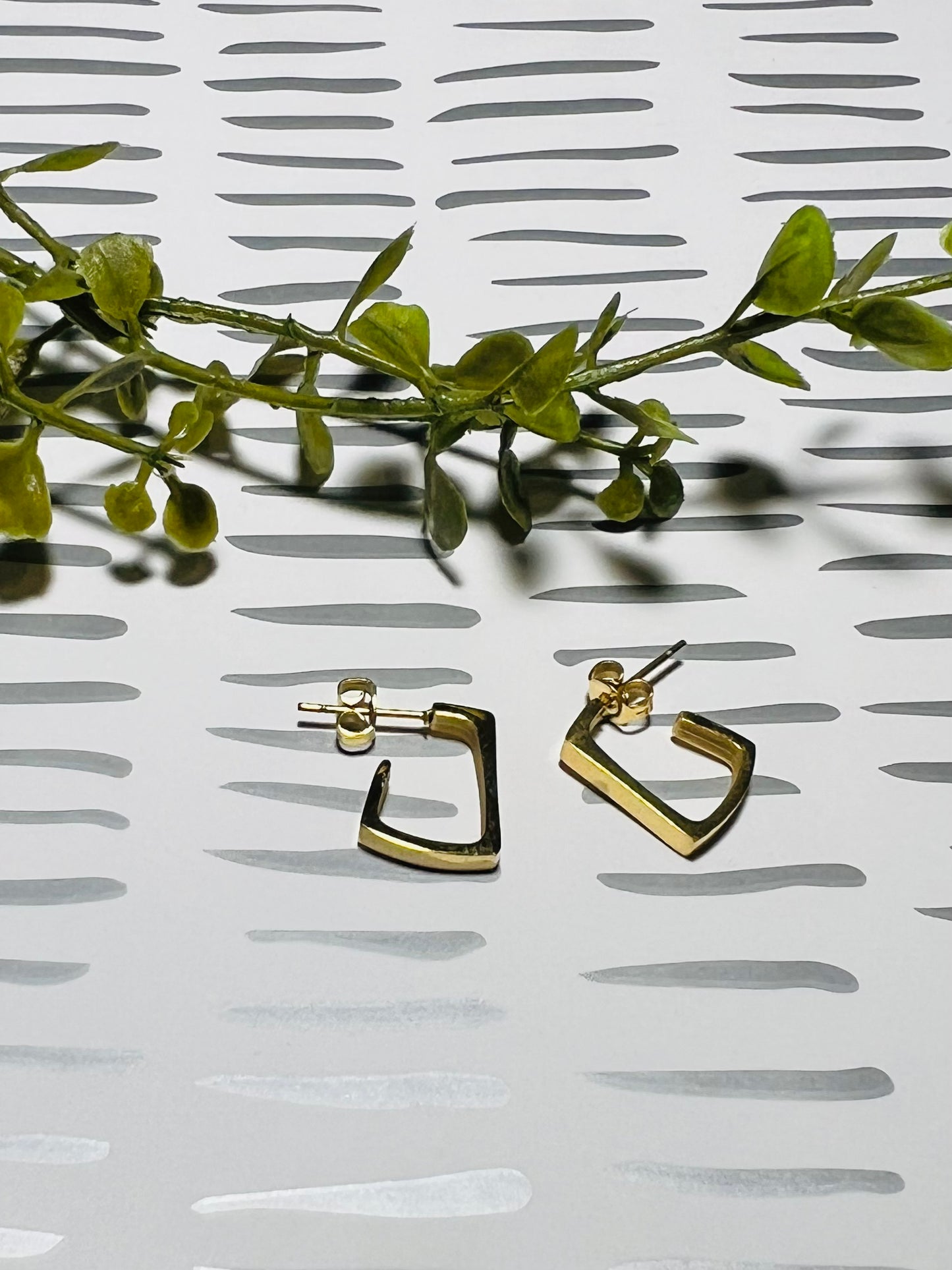 Stainless Square Mini Hoops ~ Gold