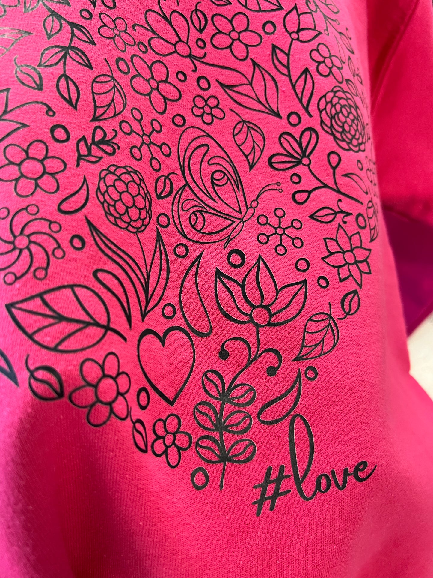 Dark Pink Typo Heart Sweatshirt
