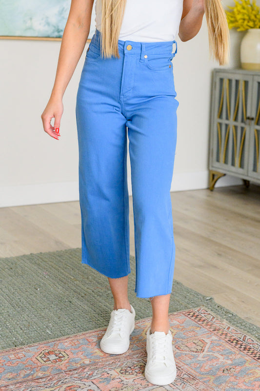 Lisa High Rise Control Top Wide Leg Crop Jeans in Sky Blue ~ Online Exclusive