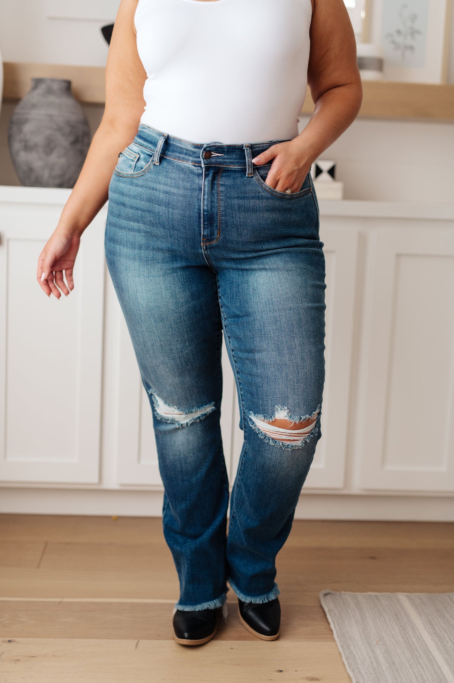 Morgan High Rise Distressed Straight Jeans ~ Online Exclusive