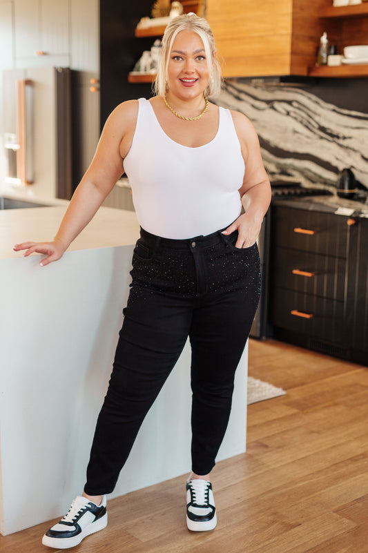 Reese Rhinestone Slim Fit Jeans in Black ~ Online Exclusive