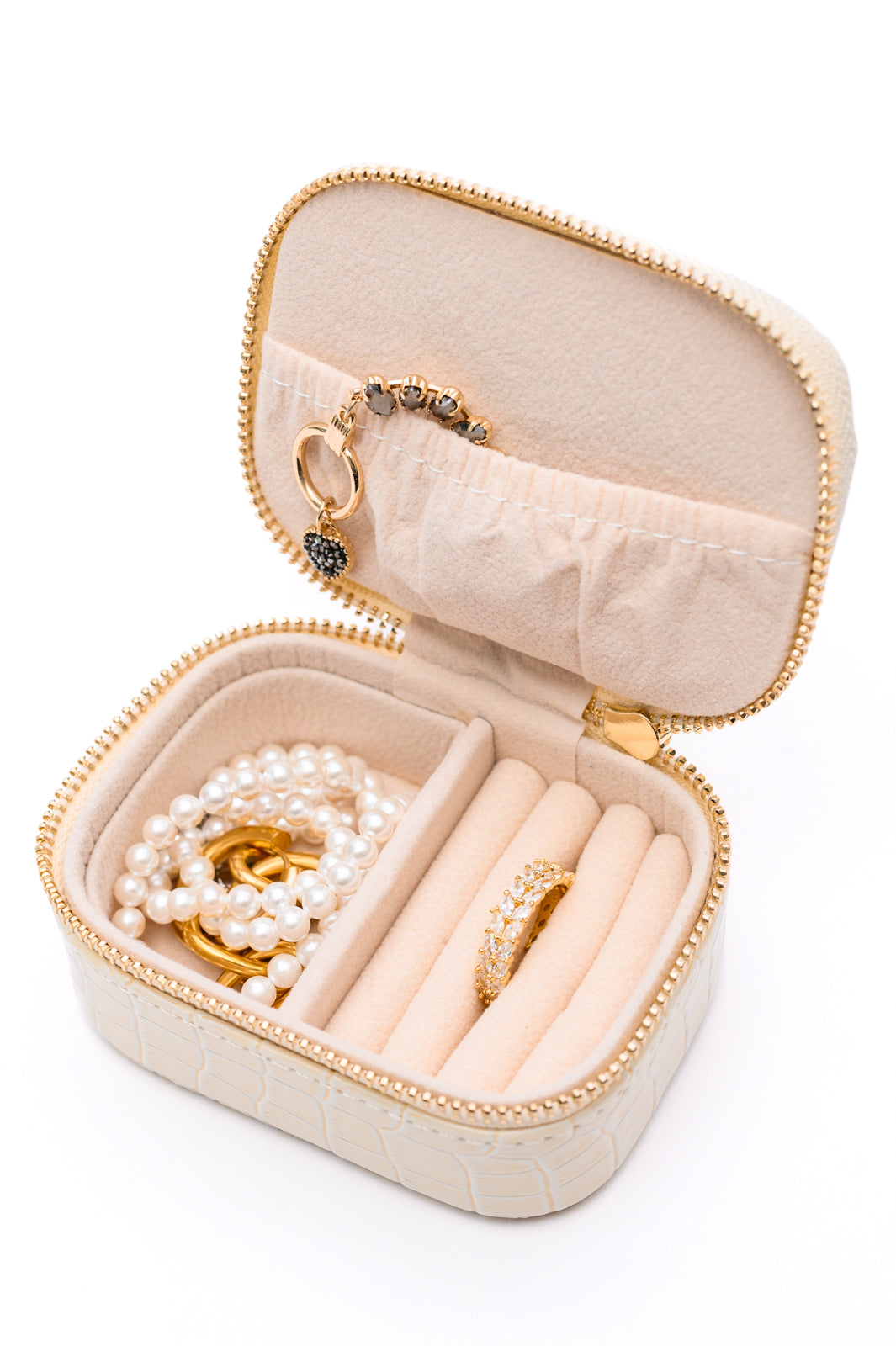 Travel Jewelry Case in Cream Snakeskin ~ Online Exclusive